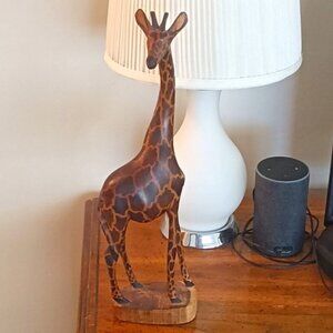 Vintage Hand Carved Painted Wood Giraffe. 18" Tall